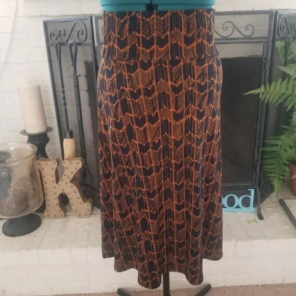 LULAROE Women Sz L Navy And Orange Safari Tribal - Picture 1 of 5